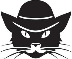 Cat face vector silhouette, cat face with cap vector silhouette