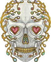 Jewelry design art surreal skull hand drawing and painting make graphic vector. vector