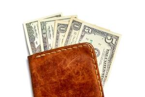 wallet with american dollars on a white background. photo