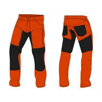 two-tone hiking pants design front and back view. vector illustration