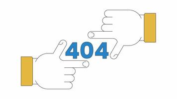 Finger framing 404 error animation. Focus gesture. Failed perspective vision error message gif, motion graphic. Lost inspiration animated cartoon line concept 4K video isolated on white background