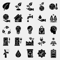 Icon set of environment. Ecology and environment elements. Icons in glyph style. Good for prints, posters, logo, infographics, etc. vector