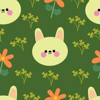 seamless pattern cartoon rabbit and flower, cute animal wallpaper for textile , gift wrap paper,cartoon seamless background, vector illustration, wallpaper, textiles, bag, garment, fashion design