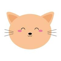 cute cartoon smiling cat head vector