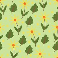 seamless pattern cartoon flower and leaves for textile, gift wrap paper vector