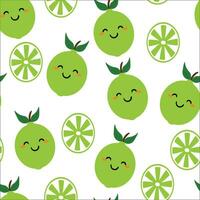 seamless pattern cartoon lime character. cute fruit wallpaper for gift wrap paper, textile vector