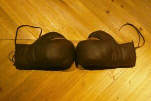 Set of vintage boxing gloves photo