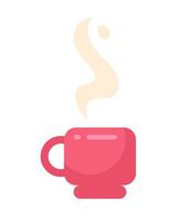 Fragrant steaming drink in coffee cup semi flat colour vector object. Coffee break. Editable cartoon clip art icon on white background. Simple spot illustration for web graphic design