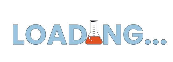 Measuring flax with liquid loading text. Experiment. Web loader ui flat design. Progress bar. Graphical user interface. Cartoon vector illustration on white background