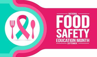 September is National Food Safety Education Month background template. Holiday concept. background, banner, placard, card, and poster design template with text inscription and standard color. vector