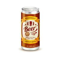 Realistic Detailed 3d Aluminum Can with Beer Label. Vector