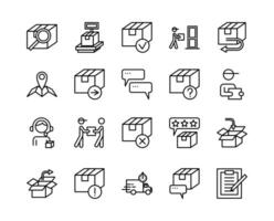 Shipping and Express Delivery Sign Black Thin Line Icon Set. Vector