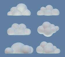 Realistic Detailed 3d Plasticine Sky Clouds Set. Vector