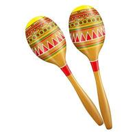 Realistic Detailed 3d Maracas Shakers Mexican Instrument. Vector