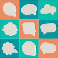 3d Empty Template Speech Bubble Set Cartoon Style. Vector