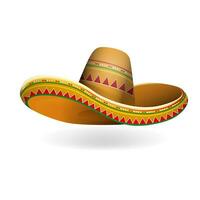 Realistic Detailed 3d Mexican Sombrero Hat. Vector