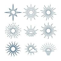 Sun Sign Thin Line Icon Design Templates. Vector