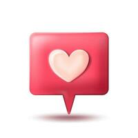 3d Like Notification with Heart Shape Cartoon Style. Vector