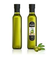 Realistic 3d Detailed Olive Oil Glass Bottles Set. Vector