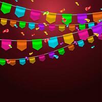 Realistic Detailed 3d Party Buntings Garlands Flags on a Background. Vector