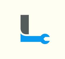 Letter L Wrench Logo Design. Handyman Repair Service. L Technology Construction Industry illustration vector