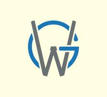 Minimalist line art letter triangle GW logo. This logo icon combines the letters G and W in a creative way vector