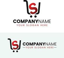 Trolley shop and letter s logo vector