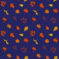 Autumn pattern, leaves, mushrooms, acorn. vector