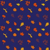 Autumn pattern, leaves, mushrooms, acorn. vector