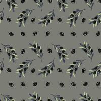 olive pattern, black olive sprig vector