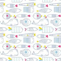 Seamless cartoon pattern. Cute fish. vector