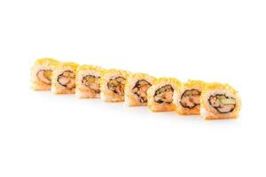 Portion of sushi uramaki isolated on white background photo