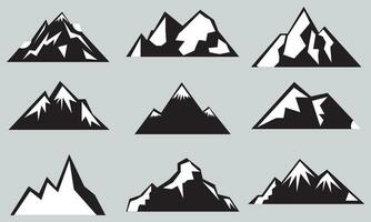 PMountain silhouette set. Rocky mountains icon or logo collection. Vector illustrationrint