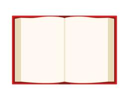 Open book over white background. Red book. Blank pages. Vector illustration.