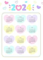 Calendar 2024 - All months -  National Holidays. Calendar commemorative dates and holidays vector