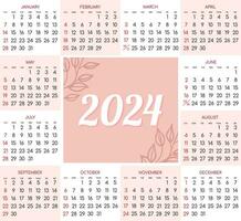 calendario 2024 - todas meses - nacional vacaciones. calendario conmemorativo fechas y Días festivos vector