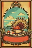 Thanksgiving day holiday poster. photo