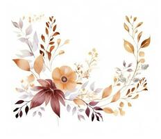 Watercolor Flower Border isolated. photo