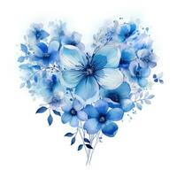 Watercolor Flowers in Shape of Heart isolated photo