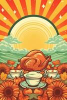 Thanksgiving day holiday poster. photo