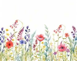 Watercolor flower pattern isolated photo