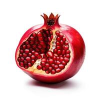 Ripe half of pomegranate fruit isolated photo