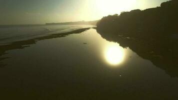 Beach Silhouette Drone Shot Footage video