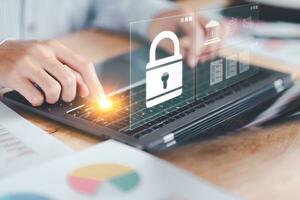 Data protection concept and secure internet security access ,cyber security technology ,Login to the online database with your username and password ,Data protection and privacy with encryption photo