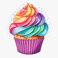 Colorful cupcake isolated photo