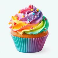 Colorful cupcake isolated photo