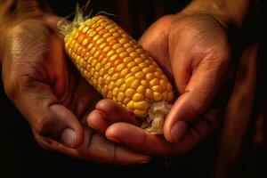 Hands with Corn - AI Generative photo