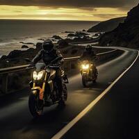 Motorcycles at sunset - photo