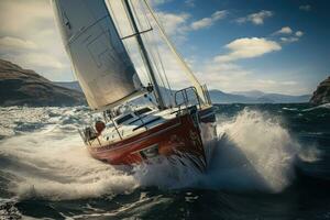 Sailing yacht in the sea photo