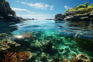 Underwater view of coral reef - AI Generative photo